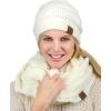 imageCC Unisex Soft Stretch Chunky Cable Knit Beanie and Infinity Loop Scarf SetIvory