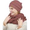 imageCC Unisex Soft Stretch Chunky Cable Knit Beanie and Infinity Loop Scarf SetMauve