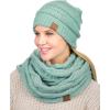 imageCC Unisex Soft Stretch Chunky Cable Knit Beanie and Infinity Loop Scarf SetMint