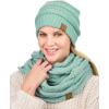 imageCC Unisex Soft Stretch Chunky Cable Knit Beanie and Infinity Loop Scarf SetMint