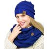 imageCC Unisex Soft Stretch Chunky Cable Knit Beanie and Infinity Loop Scarf SetRoyal