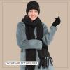 imageCC Unisex Soft Stretch Confetti Boucle Yarn Knit Beanie and Matching Fringe Scarf SetBlack