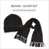 imageCC Unisex Soft Stretch Confetti Boucle Yarn Knit Beanie and Matching Fringe Scarf SetBlack