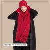 imageCC Unisex Soft Stretch Confetti Boucle Yarn Knit Beanie and Matching Fringe Scarf SetChili Pepper