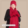 imageCC Unisex Soft Stretch Confetti Boucle Yarn Knit Beanie and Matching Fringe Scarf SetChili Pepper