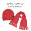 imageCC Unisex Soft Stretch Confetti Boucle Yarn Knit Beanie and Matching Fringe Scarf SetChili Pepper