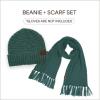 imageCC Unisex Soft Stretch Confetti Boucle Yarn Knit Beanie and Matching Fringe Scarf SetDeep Pine