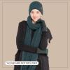 imageCC Unisex Soft Stretch Confetti Boucle Yarn Knit Beanie and Matching Fringe Scarf SetDeep Pine