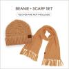 imageCC Unisex Soft Stretch Confetti Boucle Yarn Knit Beanie and Matching Fringe Scarf SetGolden Camel