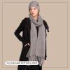 imageCC Unisex Soft Stretch Confetti Boucle Yarn Knit Beanie and Matching Fringe Scarf SetNatural Grey