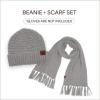 imageCC Unisex Soft Stretch Confetti Boucle Yarn Knit Beanie and Matching Fringe Scarf SetNatural Grey