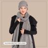 imageCC Unisex Soft Stretch Confetti Boucle Yarn Knit Beanie and Matching Fringe Scarf SetNatural Grey