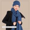 imageCC Unisex Soft Stretch Confetti Boucle Yarn Knit Beanie and Matching Fringe Scarf SetNavy Peony