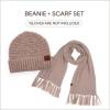 imageCC Unisex Soft Stretch Confetti Boucle Yarn Knit Beanie and Matching Fringe Scarf SetTaupe