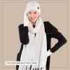 imageCC Unisex Soft Stretch Confetti Boucle Yarn Knit Beanie and Matching Fringe Scarf SetWhite