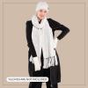 imageCC Unisex Soft Stretch Confetti Boucle Yarn Knit Beanie and Matching Fringe Scarf SetWhite