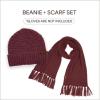 imageCC Unisex Soft Stretch Confetti Boucle Yarn Knit Beanie and Matching Fringe Scarf SetWine