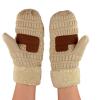 imageCC Unisex Winter Warm Inner Fuzzy Lined AntiSlip Cuff MittensBeige
