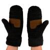 imageCC Unisex Winter Warm Inner Fuzzy Lined AntiSlip Cuff MittensBlack