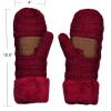 imageCC Unisex Winter Warm Inner Fuzzy Lined AntiSlip Cuff MittensBurgundy