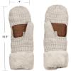 imageCC Unisex Winter Warm Inner Fuzzy Lined AntiSlip Cuff MittensIvory