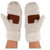 imageCC Unisex Winter Warm Inner Fuzzy Lined AntiSlip Cuff MittensIvory