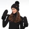 imageCC Waffle Knit Mittens For Women  Acrylic Stretchable Soft Warm Knit Cold weather Winter GlovesBlack