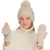 imageCC Waffle Knit Mittens For Women  Acrylic Stretchable Soft Warm Knit Cold weather Winter GlovesConvertible  Beige