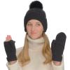 imageCC Waffle Knit Mittens For Women  Acrylic Stretchable Soft Warm Knit Cold weather Winter GlovesConvertible  Black