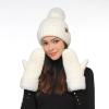 imageCC Waffle Knit Mittens For Women  Acrylic Stretchable Soft Warm Knit Cold weather Winter GlovesIvory