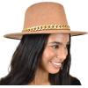 imageCC Wide Brim Wool Fabric Panama Fedora Hat with Chain AccentHeather Camel