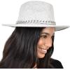 imageCC Wide Brim Wool Fabric Panama Fedora Hat with Chain AccentHeather Dove