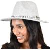 imageCC Wide Brim Wool Fabric Panama Fedora Hat with Chain AccentHeather Dove