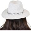 imageCC Wide Brim Wool Fabric Panama Fedora Hat with Chain AccentHeather Dove