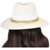 imageCC Wide Brim Wool Fabric Panama Fedora Hat with Chain AccentHeather Oatmeal