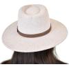 imageCC Wide Brim Wool Fabric Panama Fedora Hat with Faux Leather Band AccentHeather Beige