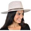 imageCC Wide Brim Wool Fabric Panama Fedora Hat with Faux Leather Band AccentHeather Beige