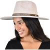 imageCC Wide Brim Wool Fabric Panama Fedora Hat with Faux Leather Band AccentHeather Beige