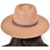 imageCC Wide Brim Wool Fabric Panama Fedora Hat with Faux Leather Band AccentHeather Camel