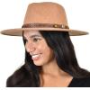 imageCC Wide Brim Wool Fabric Panama Fedora Hat with Faux Leather Band AccentHeather Camel