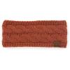 imageCC Winter Fuzzy Fleece Lined Thick Knitted Diagonal Stripes CrissCross Pattern Headband Headwrap HW2060A Button Cinnamon