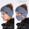 imageCC Winter Fuzzy Fleece Lined Thick Knitted Diagonal Stripes CrissCross Pattern Headband Headwrap HW2060A Button Cinnamon