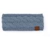 imageCC Winter Fuzzy Fleece Lined Thick Knitted Diagonal Stripes CrissCross Pattern Headband Headwrap HW2060A Button Steel Blue