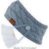 imageCC Winter Fuzzy Fleece Lined Thick Knitted Diagonal Stripes CrissCross Pattern Headband Headwrap HW2060A Button Steel Blue