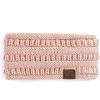 imageCC Winter Fuzzy Fleece Lined Thick Knitted Diagonal Stripes CrissCross Pattern Headband Headwrap HW2060A RibbedIndi Pink