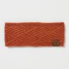 imageCC Winter Fuzzy Fleece Lined Thick Knitted Diagonal Stripes CrissCross Pattern Headband Headwrap HW2060A Snuggly Soft Yarm  Rust
