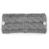 imageCC Winter Fuzzy Fleece Lined Thick Knitted Diagonal Stripes CrissCross Pattern Headband Headwrap HW2060A button Lt mel Grey