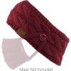 imageCC Winter Fuzzy Fleece Lined Thick Knitted Diagonal Stripes CrissCross Pattern Headband Headwrap HW2060A button Maroon