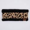 imageCC Winter Fuzzy Fleece Lined Thick Knitted Diagonal Stripes CrissCross Pattern Headband Headwrap HW2060Blackleopard