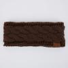 imageCC Winter Fuzzy Fleece Lined Thick Knitted Diagonal Stripes CrissCross Pattern Headband Headwrap HW2060Brown